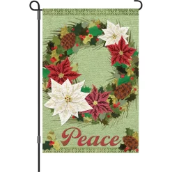 Accent Home & Garden Accent 12 In. Flag - Poinsettia Wreath