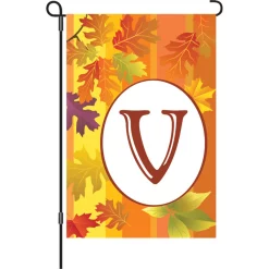 Accent Home & Garden 12 In. Fall Monogram Flag - V Accent