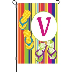 Accent Home & Garden 12 In. Summer Monogram Flag - V Accent