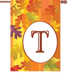 Accent Home & Garden 28 In. Fall Monogram Flag - T Accent