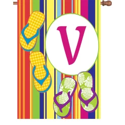 Accent Home & Garden 28 In. Summer Monogram Flag - V Accent