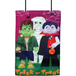 Accent Home & Garden 28 In. Halloween House Flag - Trick-or-Treat Monsters (Voice Controlled) Accent