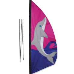 Premier Kites 3.5 Ft. Recumbent Bike Feather Banner - Dolphin