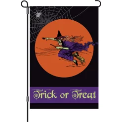 Accent Home & Garden 12 In. Halloween Garden Flag - Flying Witch Accent