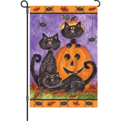 Accent Home & Garden Accent 12 In. Halloween Garden Flag - Three Black Cats