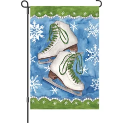 Accent Home & Garden 12 In. Flag - Ice Skates & Snow Accent