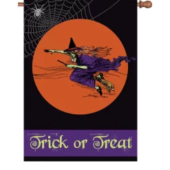 Accent Home & Garden Accent 28 In. Halloween House Flag - Flying Witch