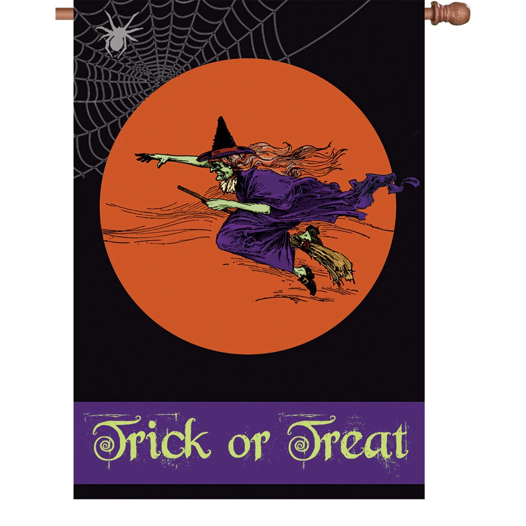 Accent Home & Garden Accent 28 In. Halloween House Flag - Flying Witch 1 Accent Home & Garden Accent 28 In. Halloween House Flag - Flying Witch
