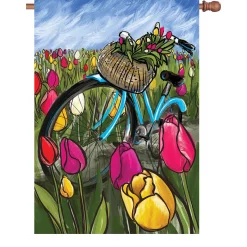 Accent Home & Garden Accent 28 In. Flag - Bike Through The Tulips