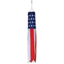 Accent Home & Garden Everyday Windsocks Patriotic Embroidered Stars Windsock - 18 In.