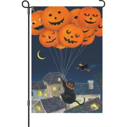 Accent Home & Garden 12 In. Flag - Black Cat With Balloons Accent